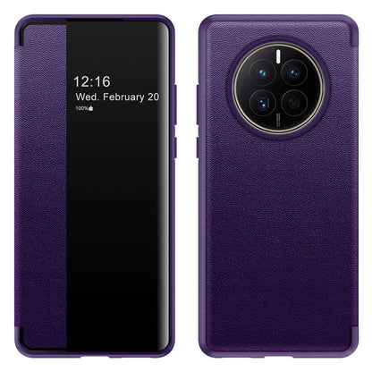 For Huawei Mate 50 4G View Window Design Auto Wake and Sleep Flip Cover PU Leather+TPU+Acrylic Protective Phone Case