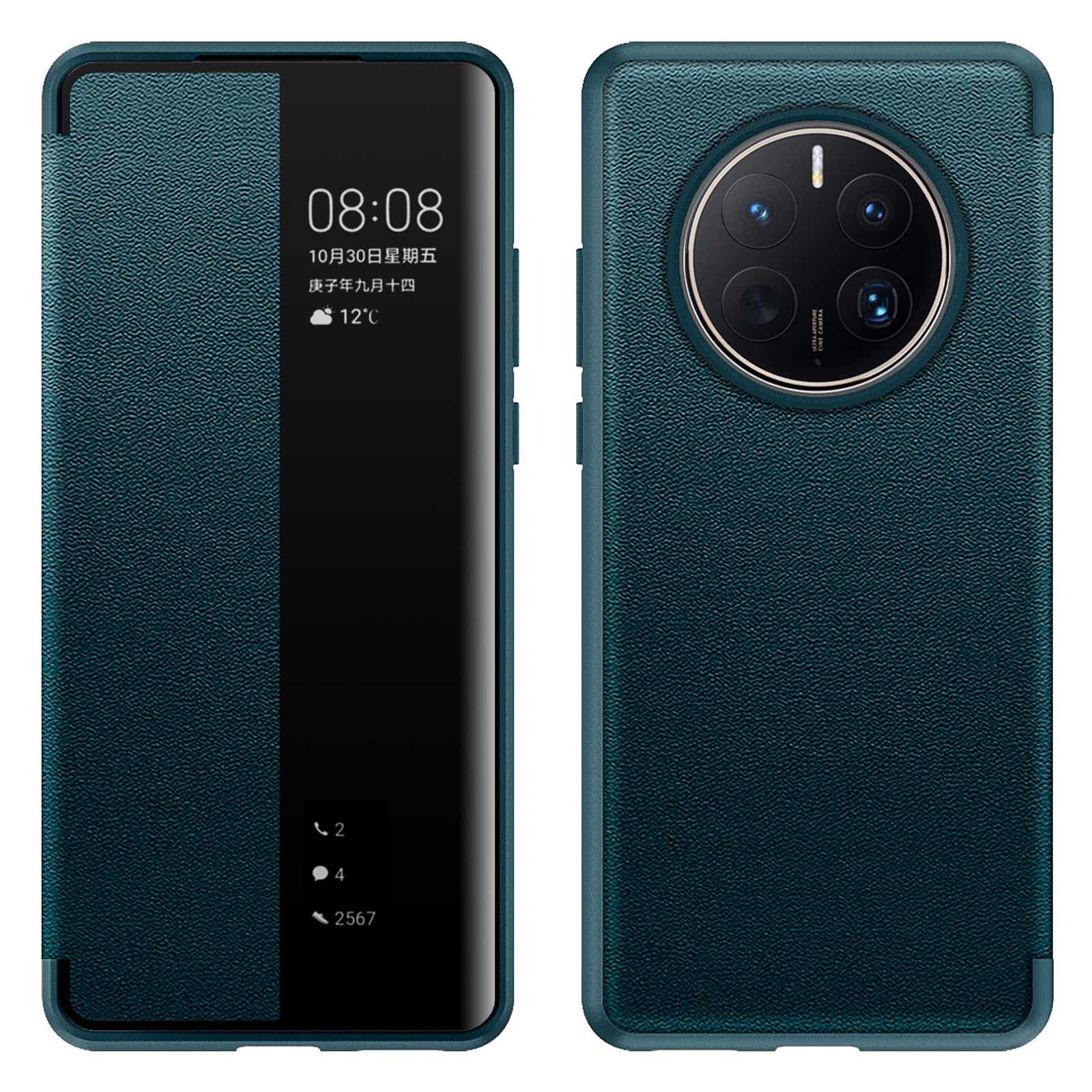 For Huawei Mate 50 Pro 4G View Window Design Auto Wake and Sleep Flip Cover Anti-fall PU Leather+TPU+Acrylic Phone Case