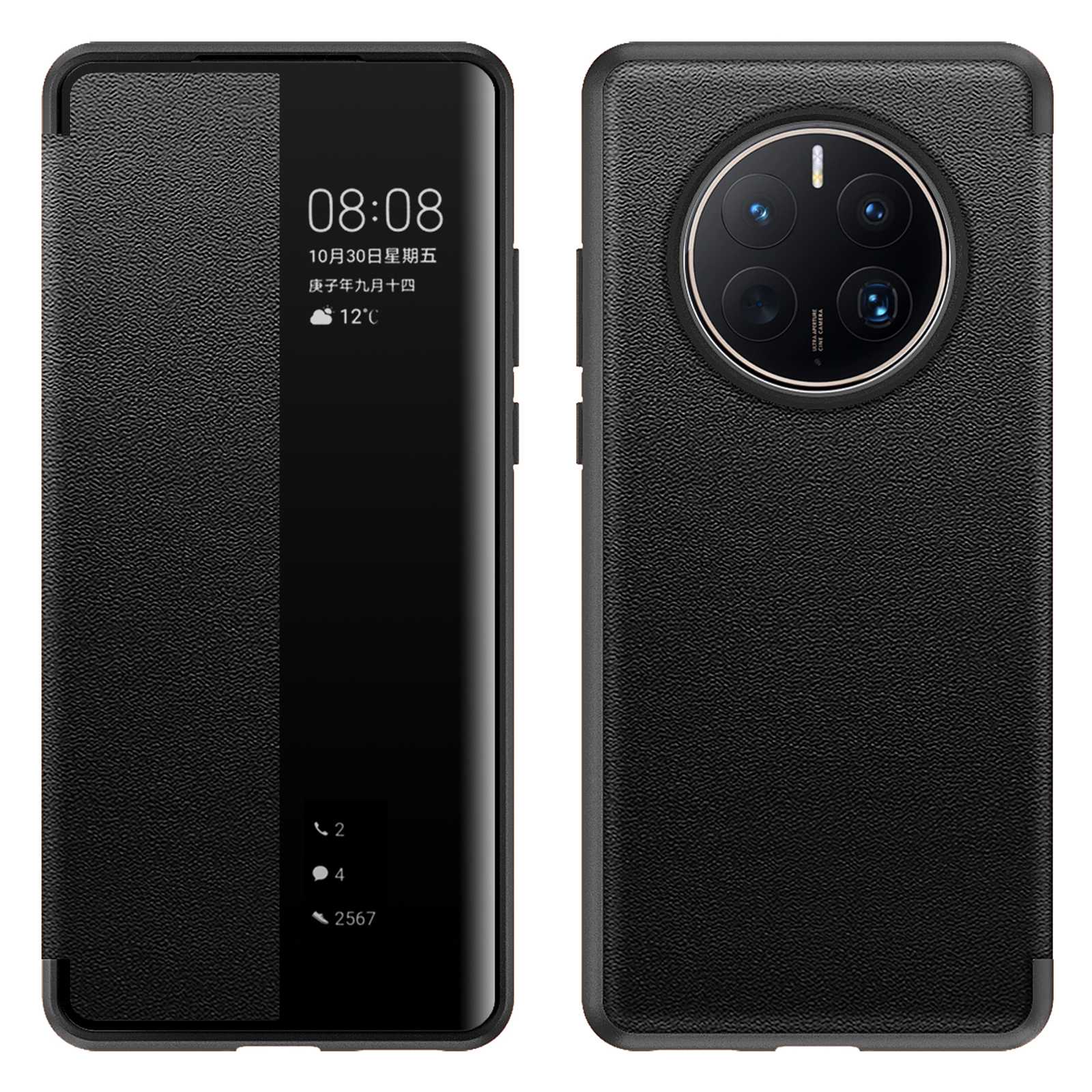 For Huawei Mate 50 Pro 4G View Window Design Auto Wake and Sleep Flip Cover Anti-fall PU Leather+TPU+Acrylic Phone Case