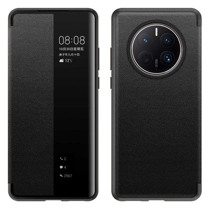 For Huawei Mate 50 Pro 4G View Window Design Auto Wake and Sleep Flip Cover Anti-fall PU Leather+TPU+Acrylic Phone Case
