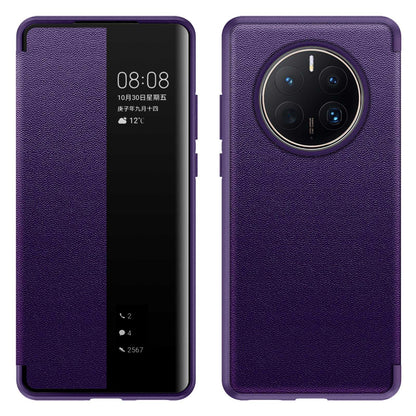 For Huawei Mate 50 Pro 4G View Window Design Auto Wake and Sleep Flip Cover Anti-fall PU Leather+TPU+Acrylic Phone Case