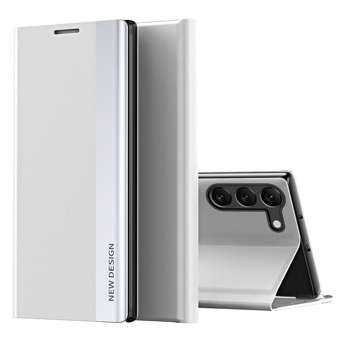 For Samsung Galaxy S23 Electroplating PU Leather Flip Viewing Stand Cover Magnetic Adsorption Phone Case