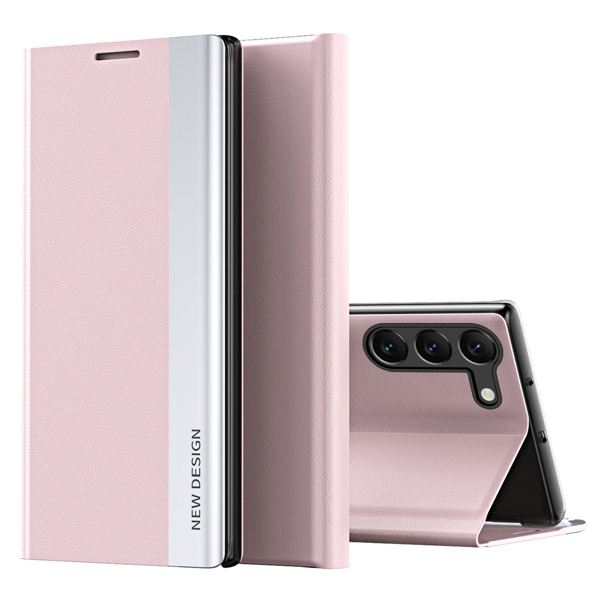 For Samsung Galaxy S23 Electroplating PU Leather Flip Viewing Stand Cover Magnetic Adsorption Phone Case