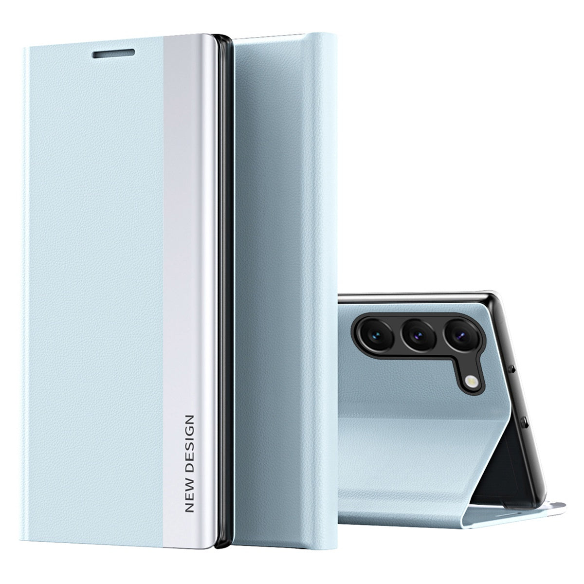 For Samsung Galaxy S23 Electroplating PU Leather Flip Viewing Stand Cover Magnetic Adsorption Phone Case