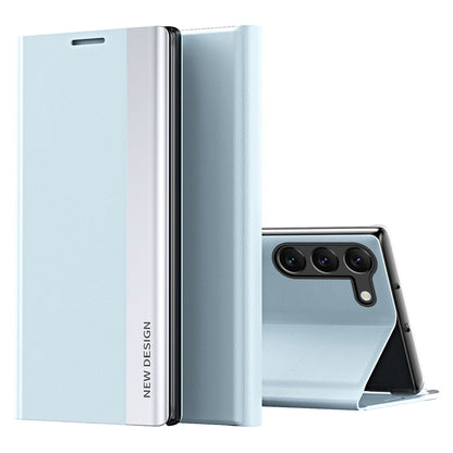 For Samsung Galaxy S23 Electroplating PU Leather Flip Viewing Stand Cover Magnetic Adsorption Phone Case