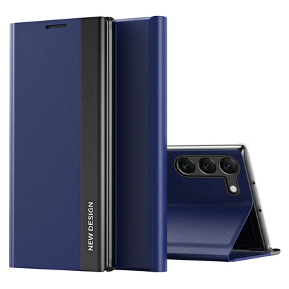For Samsung Galaxy S23 Electroplating PU Leather Flip Viewing Stand Cover Magnetic Adsorption Phone Case