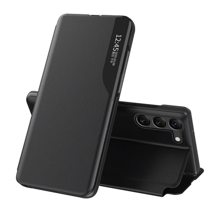 For Samsung Galaxy S23 PU Leather Phone Case View Window Flip Stand Case Magnetic Closure Anti-Scratch Protective Case
