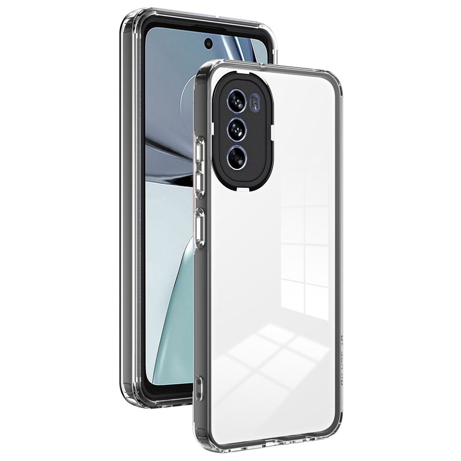 Cellphone Cover for Motorola Moto G62 5G, 3-in-1 Clear TPU Backplate + PC Frame + PC Camera Protection Ring Phone Back Case