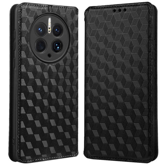 For Huawei Mate 50 Pro 4G Wallet Design Rhombus Pattern Imprinted PU Leather Case Stand Magnetic Absorption Protective Phone Cover