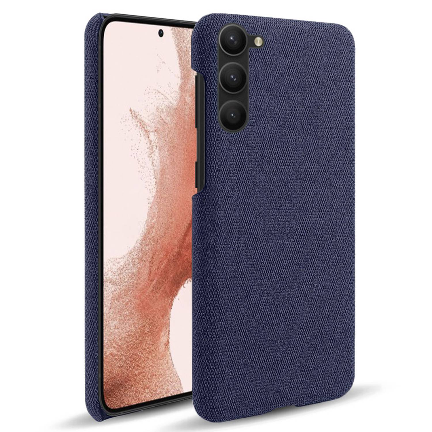 For Samsung Galaxy S23 Mobile Phone Protector Case Shell Solid Color Hard PC+Cloth Phone Cover