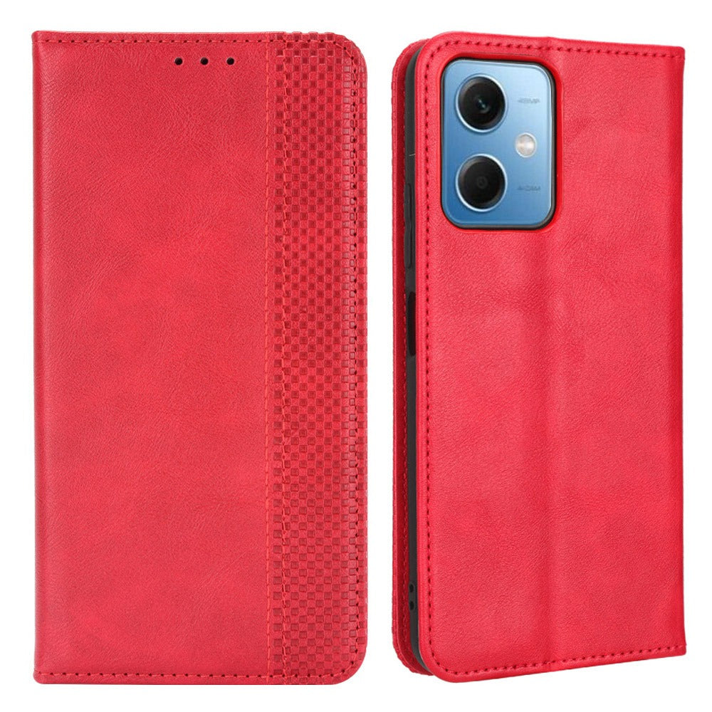 Retro Texture Phone Case For Xiaomi Redmi Note 12 5G Imprinted Pattern PU Leather Magnetic Auto Closing Wallet Stand Full Protection Cell Phone Cover