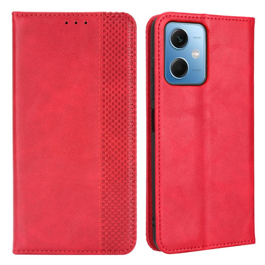 Retro Texture Phone Case For Xiaomi Redmi Note 12 5G Imprinted Pattern PU Leather Magnetic Auto Closing Wallet Stand Full Protection Cell Phone Cover