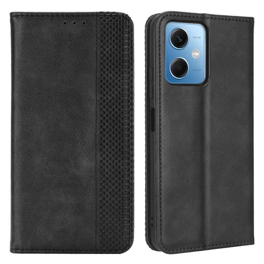 Retro Texture Phone Case For Xiaomi Redmi Note 12 5G Imprinted Pattern PU Leather Magnetic Auto Closing Wallet Stand Full Protection Cell Phone Cover