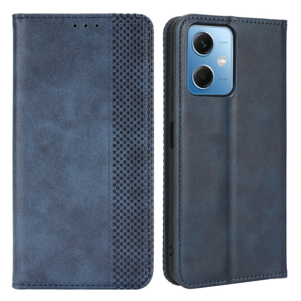 Retro Texture Phone Case For Xiaomi Redmi Note 12 5G Imprinted Pattern PU Leather Magnetic Auto Closing Wallet Stand Full Protection Cell Phone Cover