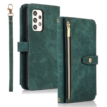 For Samsung Galaxy A13 4G / A13 5G / M13 5G / A04 4G (164.4 x 76.3 x 9.1 mm) / A04s 4G (164.7 x 76.7 x 9.1 mm) Zipper Pocket PU Leather Case Multiple Card Slots Wallet Stand Magnetic Phone Cover