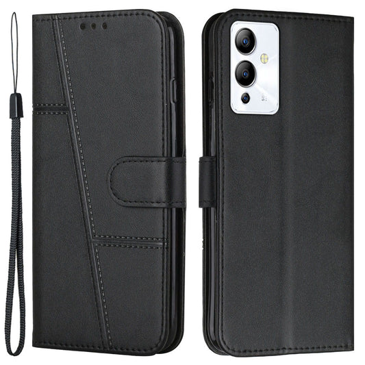 For Infinix Note 12i Stitching PU Leather Phone Cover Wallet Foldable Stand Full Protection Folio Flip Smartphone Case with Strap