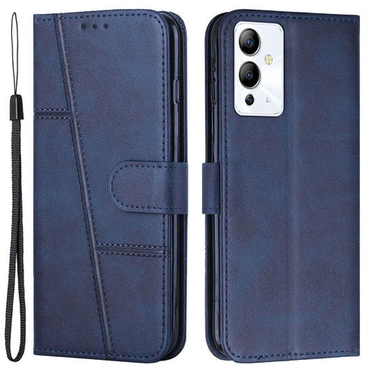 For Infinix Note 12i Stitching PU Leather Phone Cover Wallet Foldable Stand Full Protection Folio Flip Smartphone Case with Strap