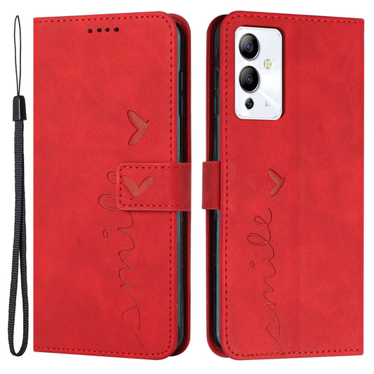 For Infinix Note 12i Heart Shape Imprinting Phone Case Skin-touch Shockproof PU Leather Wallet Stand Magnetic Clasp Cover