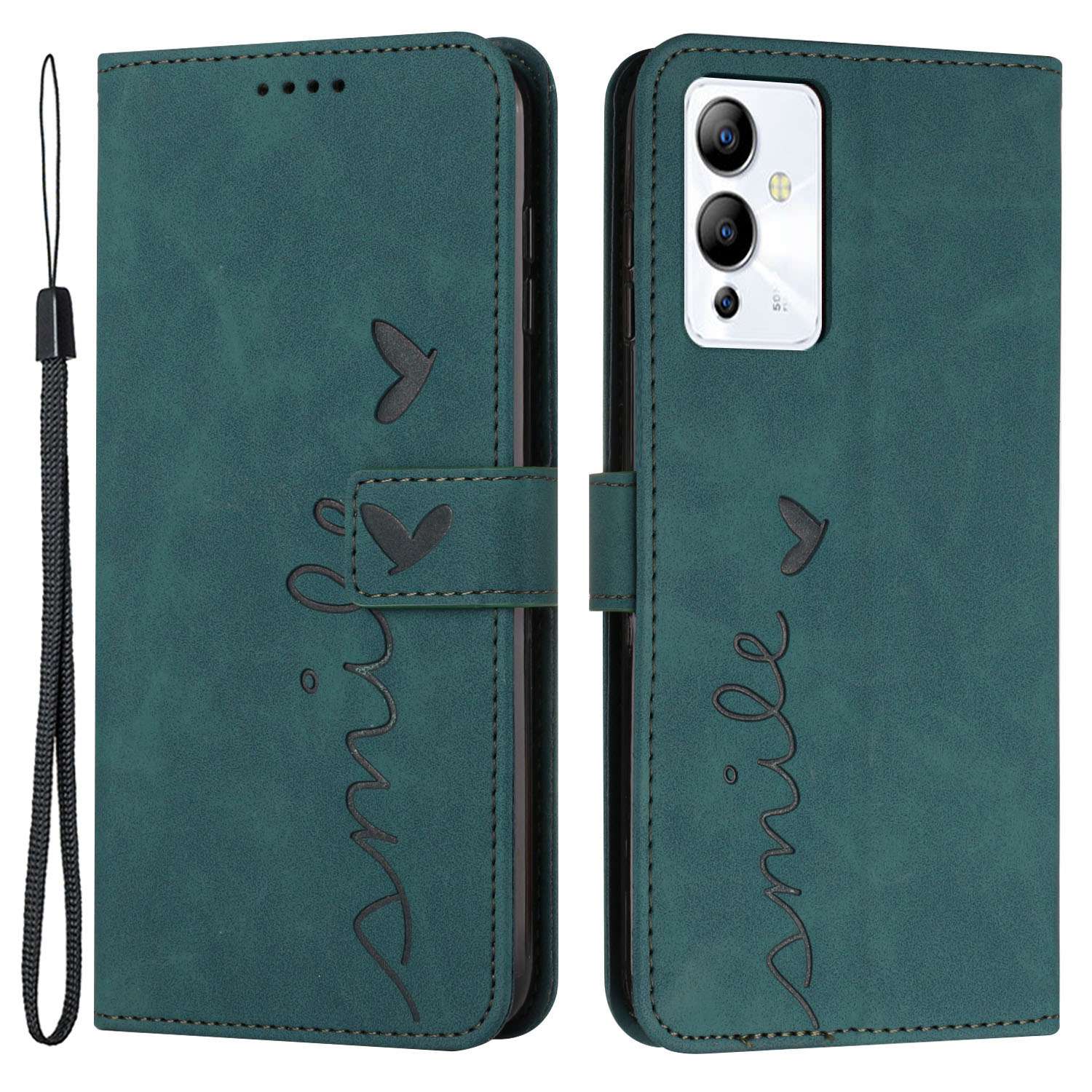 For Infinix Note 12i Heart Shape Imprinting Phone Case Skin-touch Shockproof PU Leather Wallet Stand Magnetic Clasp Cover