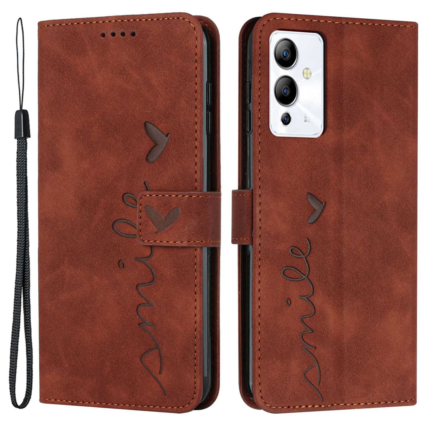 For Infinix Note 12i Heart Shape Imprinting Phone Case Skin-touch Shockproof PU Leather Wallet Stand Magnetic Clasp Cover