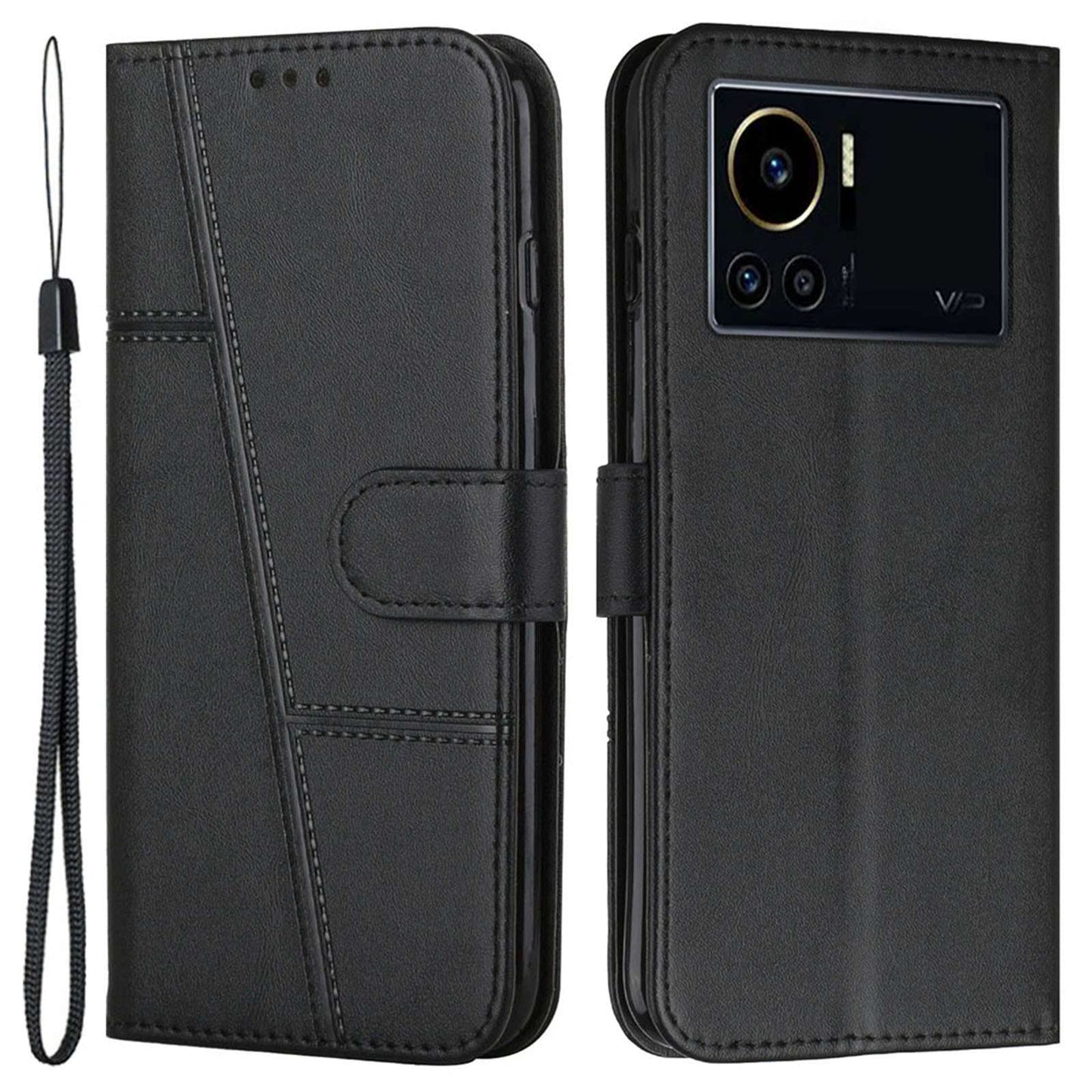 For Infinix Note 12 VIP 4G Anti-scratch Stitching PU Leather Phone Case Wallet Drop-proof Phone Cover with Strap