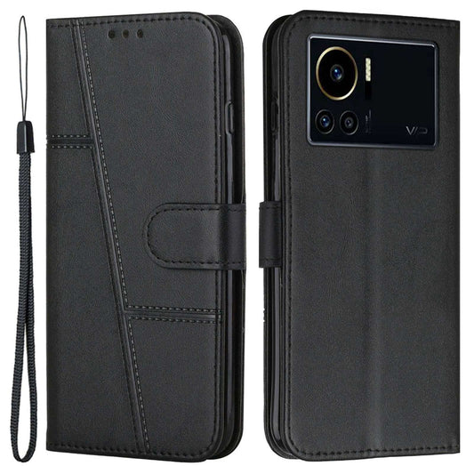 For Infinix Note 12 VIP 4G Anti-scratch Stitching PU Leather Phone Case Wallet Drop-proof Phone Cover with Strap