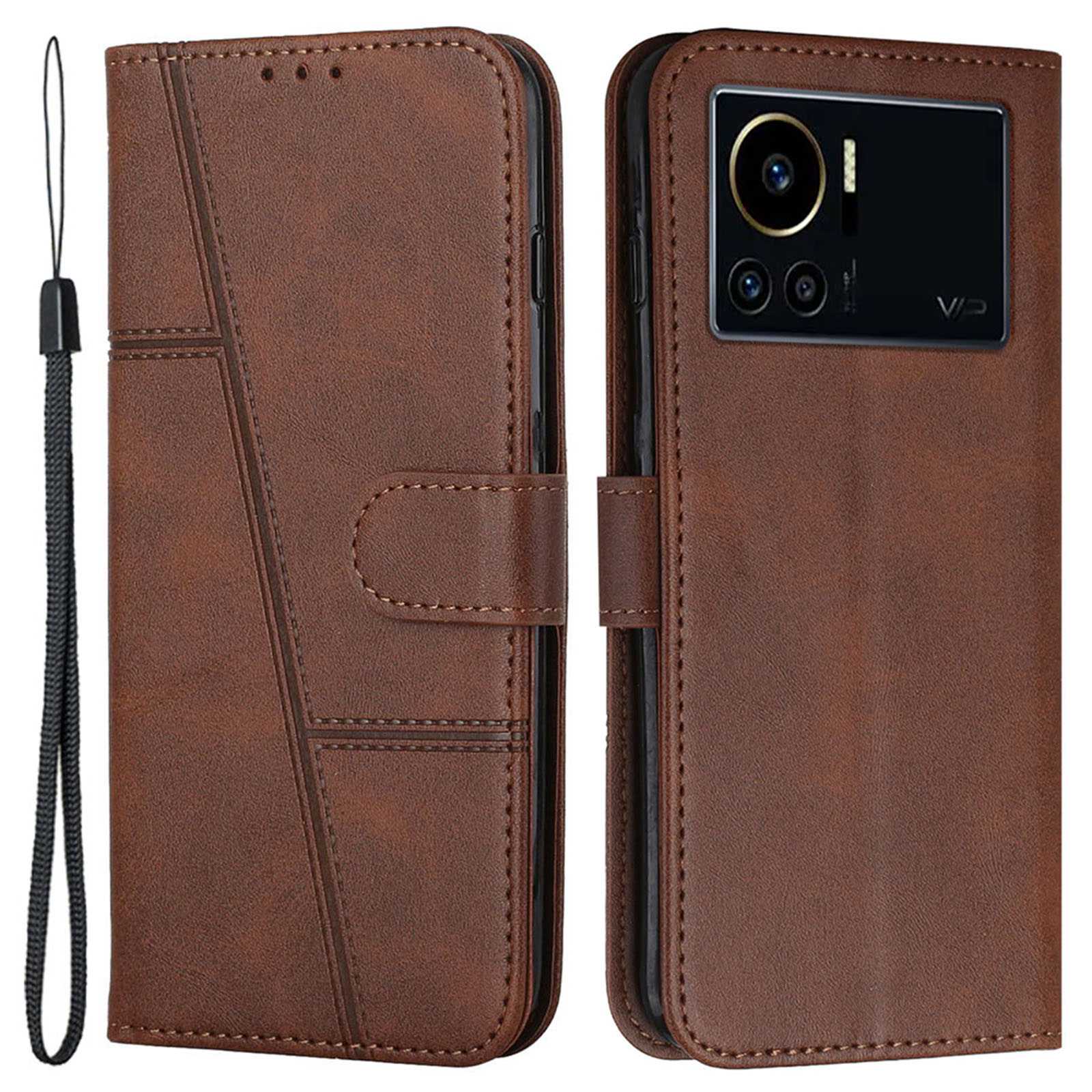 For Infinix Note 12 VIP 4G Anti-scratch Stitching PU Leather Phone Case Wallet Drop-proof Phone Cover with Strap