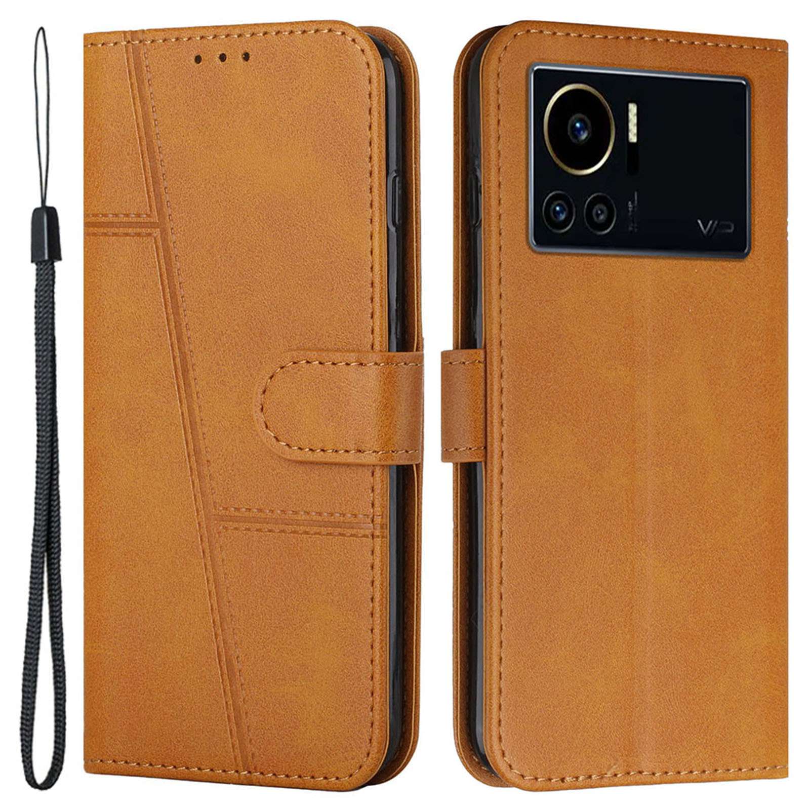 For Infinix Note 12 VIP 4G Anti-scratch Stitching PU Leather Phone Case Wallet Drop-proof Phone Cover with Strap