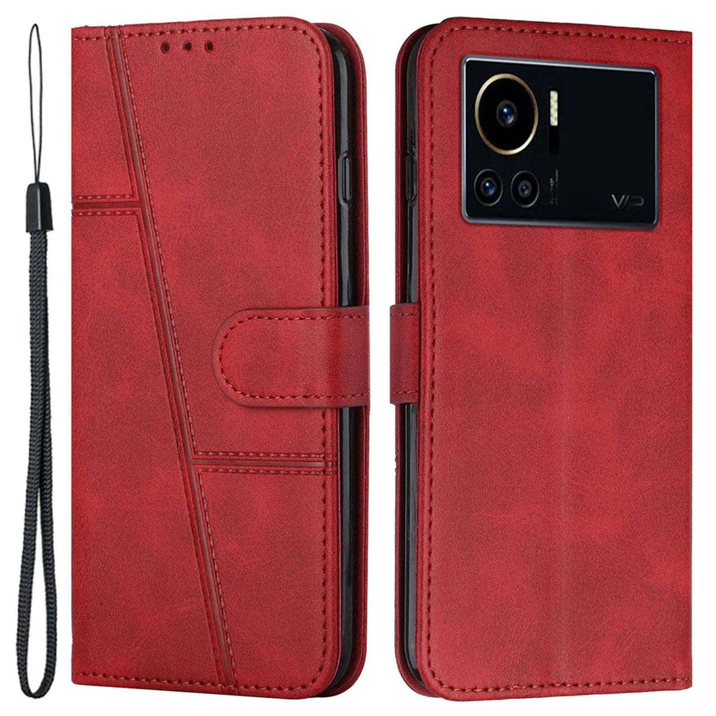 For Infinix Note 12 VIP 4G Anti-scratch Stitching PU Leather Phone Case Wallet Drop-proof Phone Cover with Strap