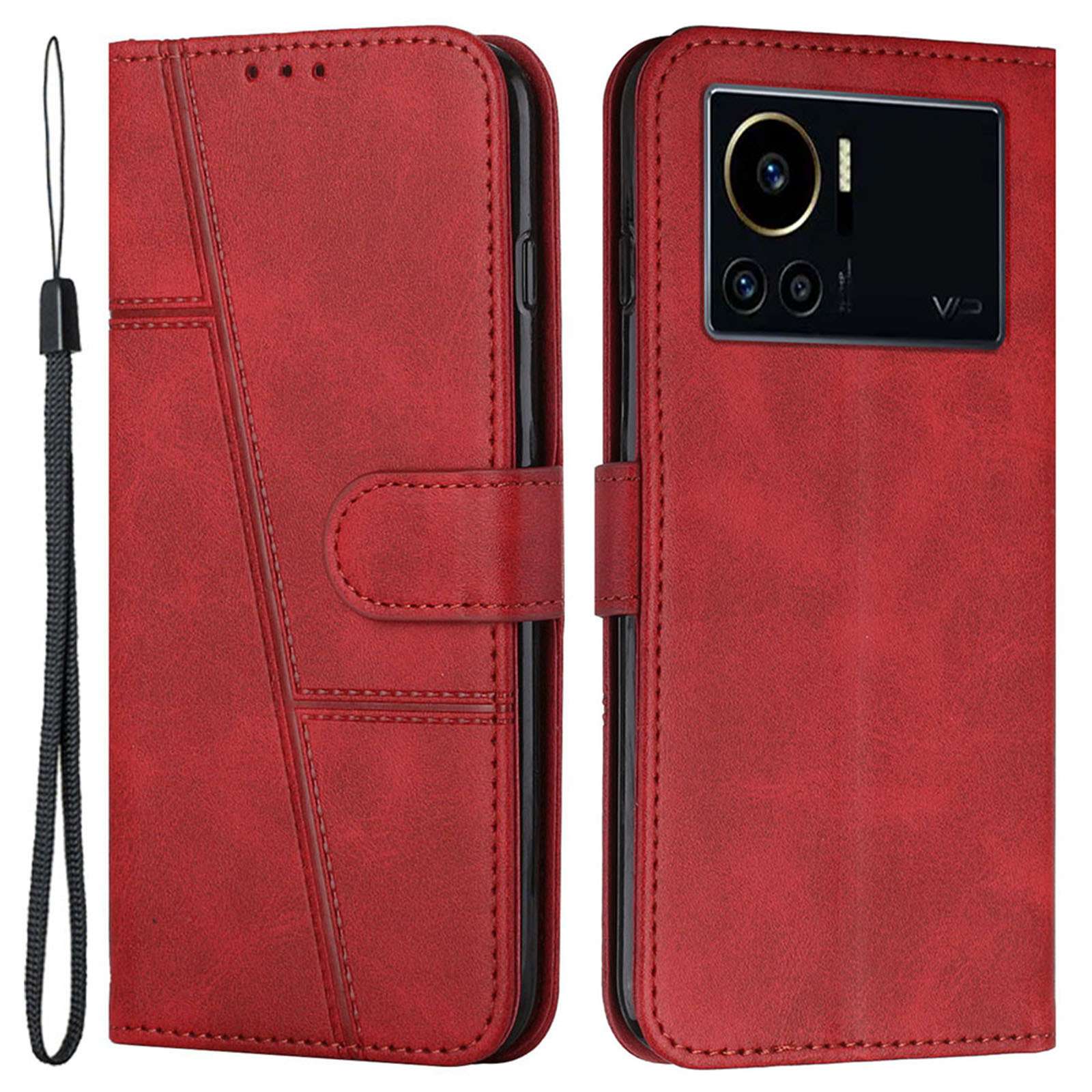 For Infinix Note 12 VIP 4G Anti-scratch Stitching PU Leather Phone Case Wallet Drop-proof Phone Cover with Strap