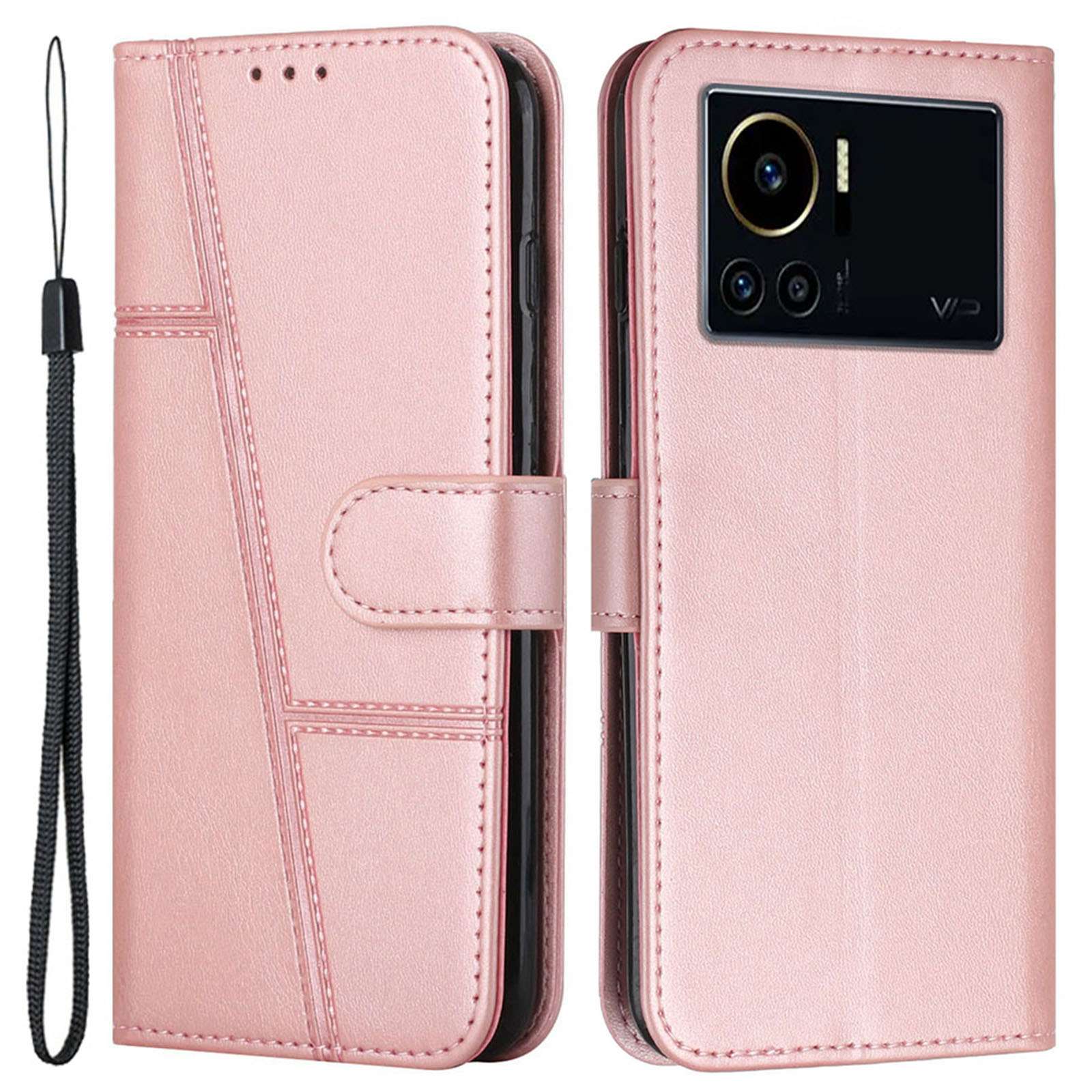 For Infinix Note 12 VIP 4G Anti-scratch Stitching PU Leather Phone Case Wallet Drop-proof Phone Cover with Strap