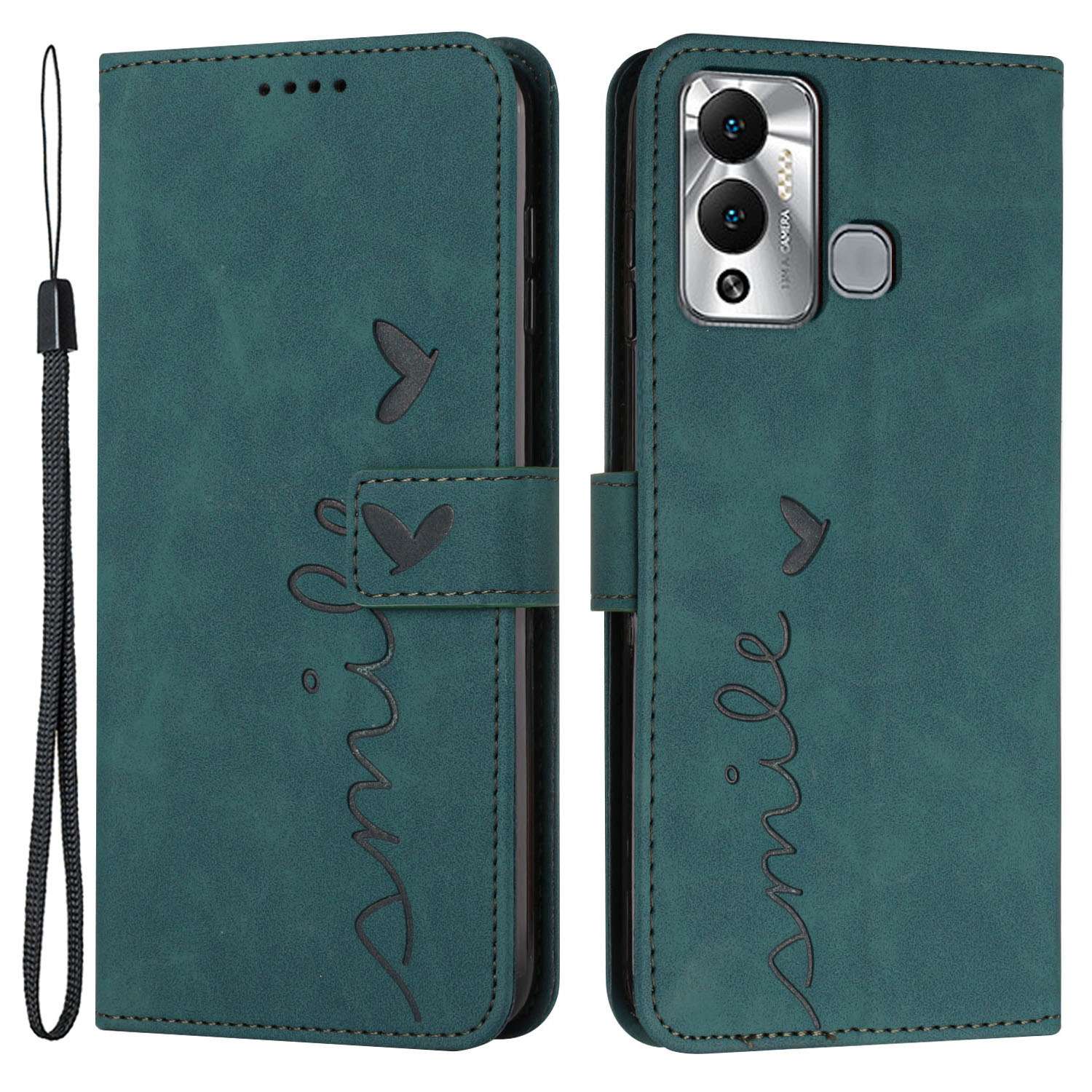 For Infinix Hot 12 Play 4G Anti-scratch PU Leather Cover Heart Shape Imprinting Phone Wallet Stand Skin-touch Feeling Case