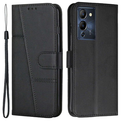 For Infinix Note 12 G96 4G Stitching PU Leather Wallet Folio Flip Phone Case Foldable Stand Shockproof Wallet Cover with Strap