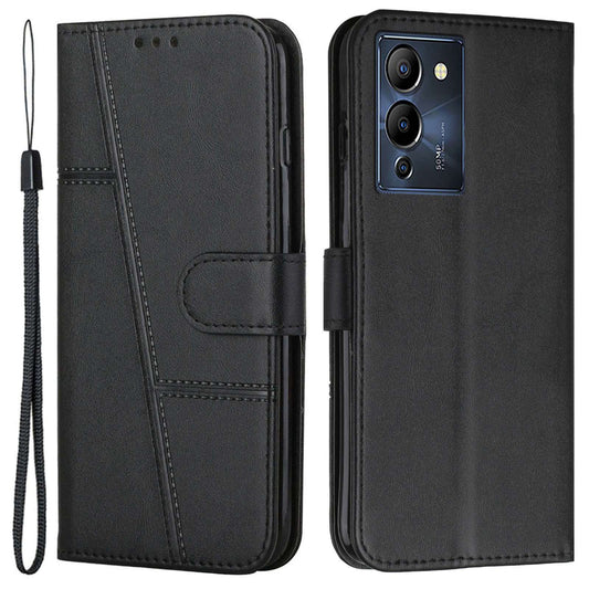 For Infinix Note 12 G96 4G Stitching PU Leather Wallet Folio Flip Phone Case Foldable Stand Shockproof Wallet Cover with Strap
