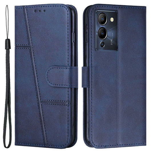 For Infinix Note 12 G96 4G Stitching PU Leather Wallet Folio Flip Phone Case Foldable Stand Shockproof Wallet Cover with Strap