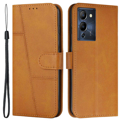 For Infinix Note 12 G96 4G Stitching PU Leather Wallet Folio Flip Phone Case Foldable Stand Shockproof Wallet Cover with Strap