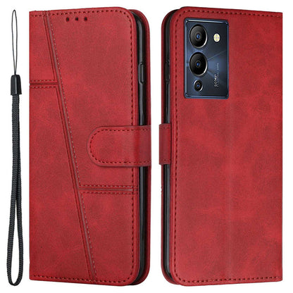 For Infinix Note 12 G96 4G Stitching PU Leather Wallet Folio Flip Phone Case Foldable Stand Shockproof Wallet Cover with Strap