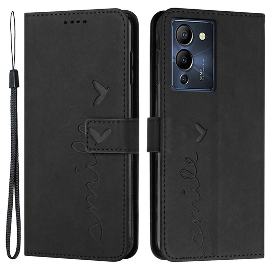 For Infinix Note 12 G96 4G Stand Phone Case Skin-touch Feeling Heart Shape Imprinting Wallet PU Leather Protective Cover
