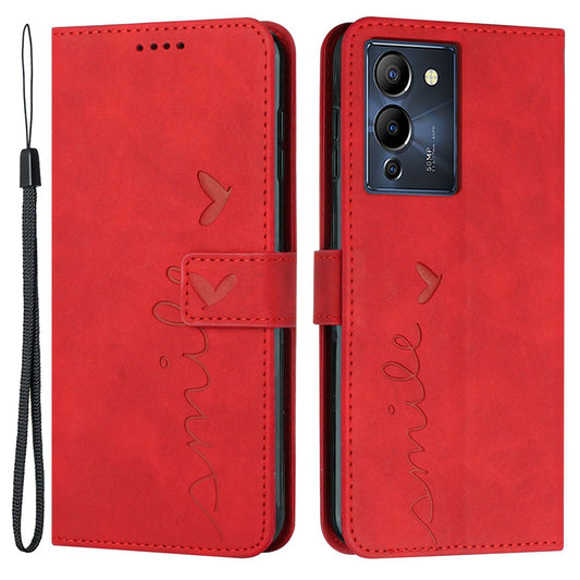 For Infinix Note 12 G96 4G Stand Phone Case Skin-touch Feeling Heart Shape Imprinting Wallet PU Leather Protective Cover