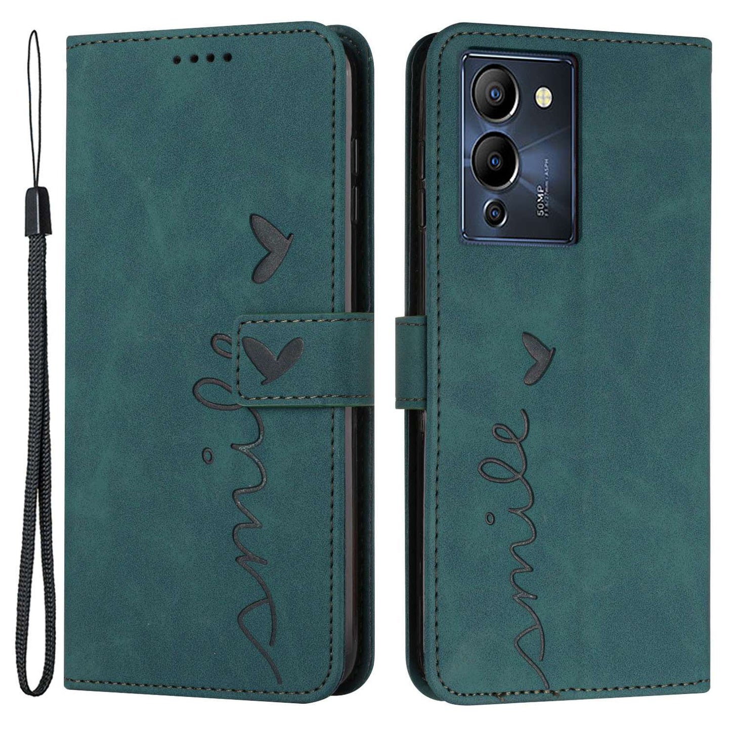 For Infinix Note 12 G96 4G Stand Phone Case Skin-touch Feeling Heart Shape Imprinting Wallet PU Leather Protective Cover
