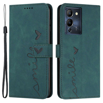 For Infinix Note 12 G96 4G Stand Phone Case Skin-touch Feeling Heart Shape Imprinting Wallet PU Leather Protective Cover
