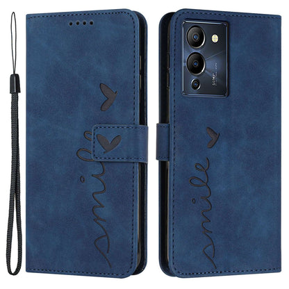 For Infinix Note 12 G96 4G Stand Phone Case Skin-touch Feeling Heart Shape Imprinting Wallet PU Leather Protective Cover