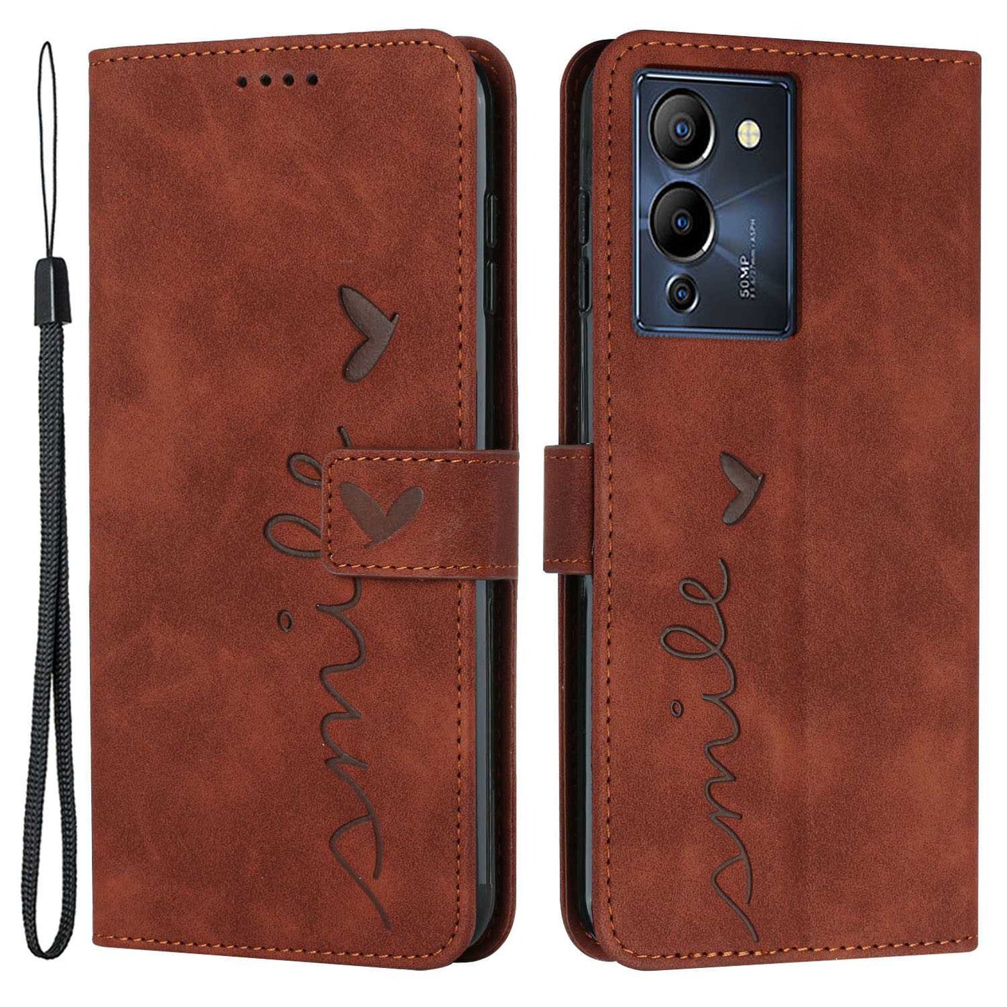 For Infinix Note 12 G96 4G Stand Phone Case Skin-touch Feeling Heart Shape Imprinting Wallet PU Leather Protective Cover