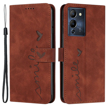 For Infinix Note 12 G96 4G Stand Phone Case Skin-touch Feeling Heart Shape Imprinting Wallet PU Leather Protective Cover