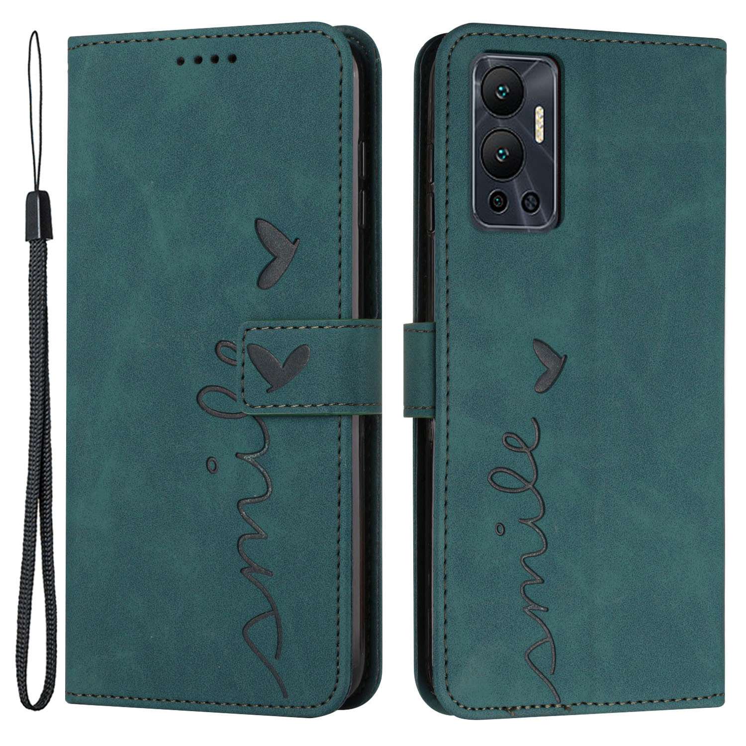 For Infinix Hot 12 4G Heart Shape Imprinting Skin-touch Phone Stand Case PU Leather Wallet Folio Flip Cover