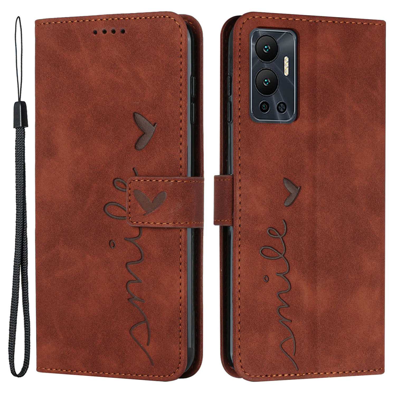 For Infinix Hot 12 4G Heart Shape Imprinting Skin-touch Phone Stand Case PU Leather Wallet Folio Flip Cover