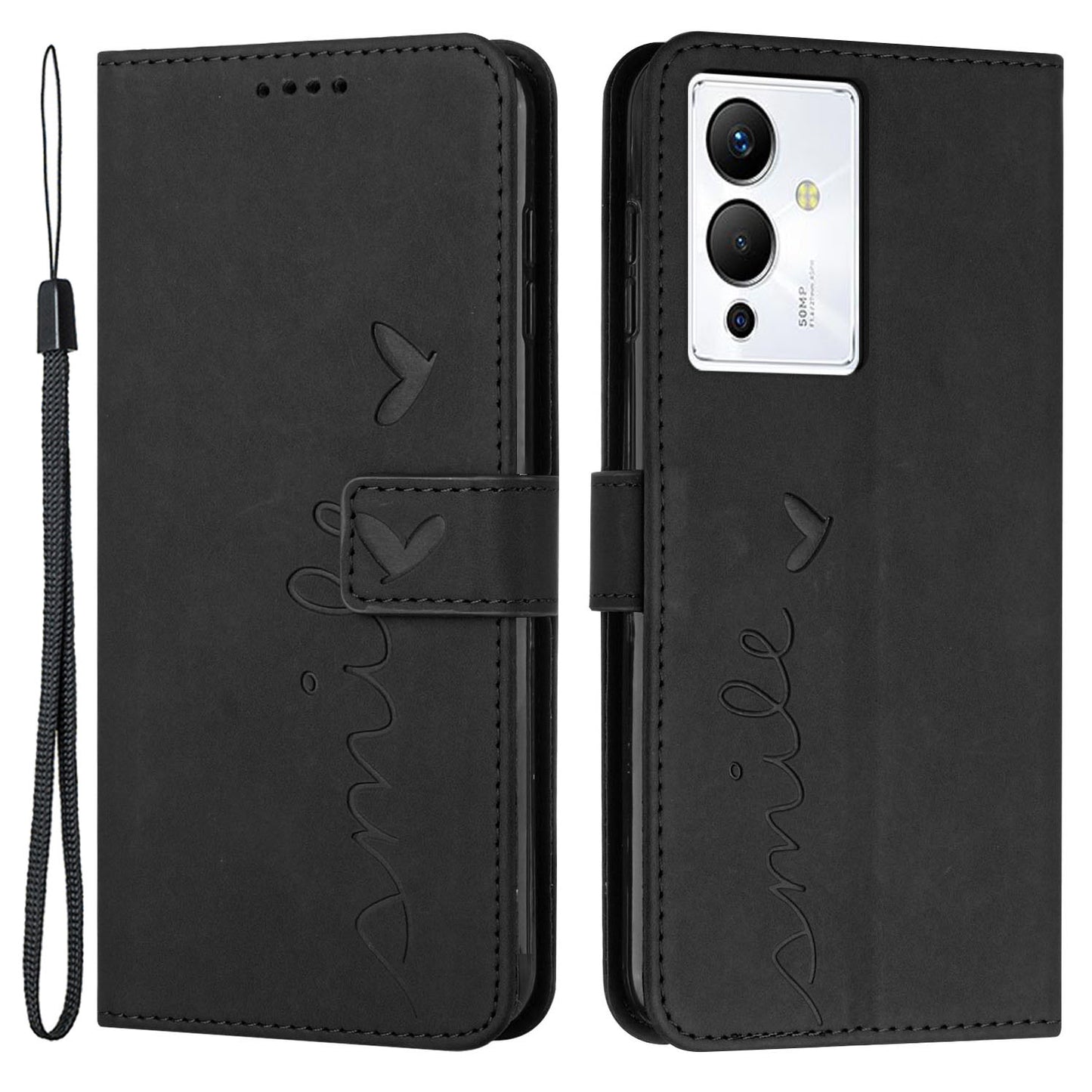 For Infinix Note 12 5G / Note 12 Pro 5G Heart Shape Imprinting Phone Wallet Stand Case Skin-touch PU Leather Protective Cover