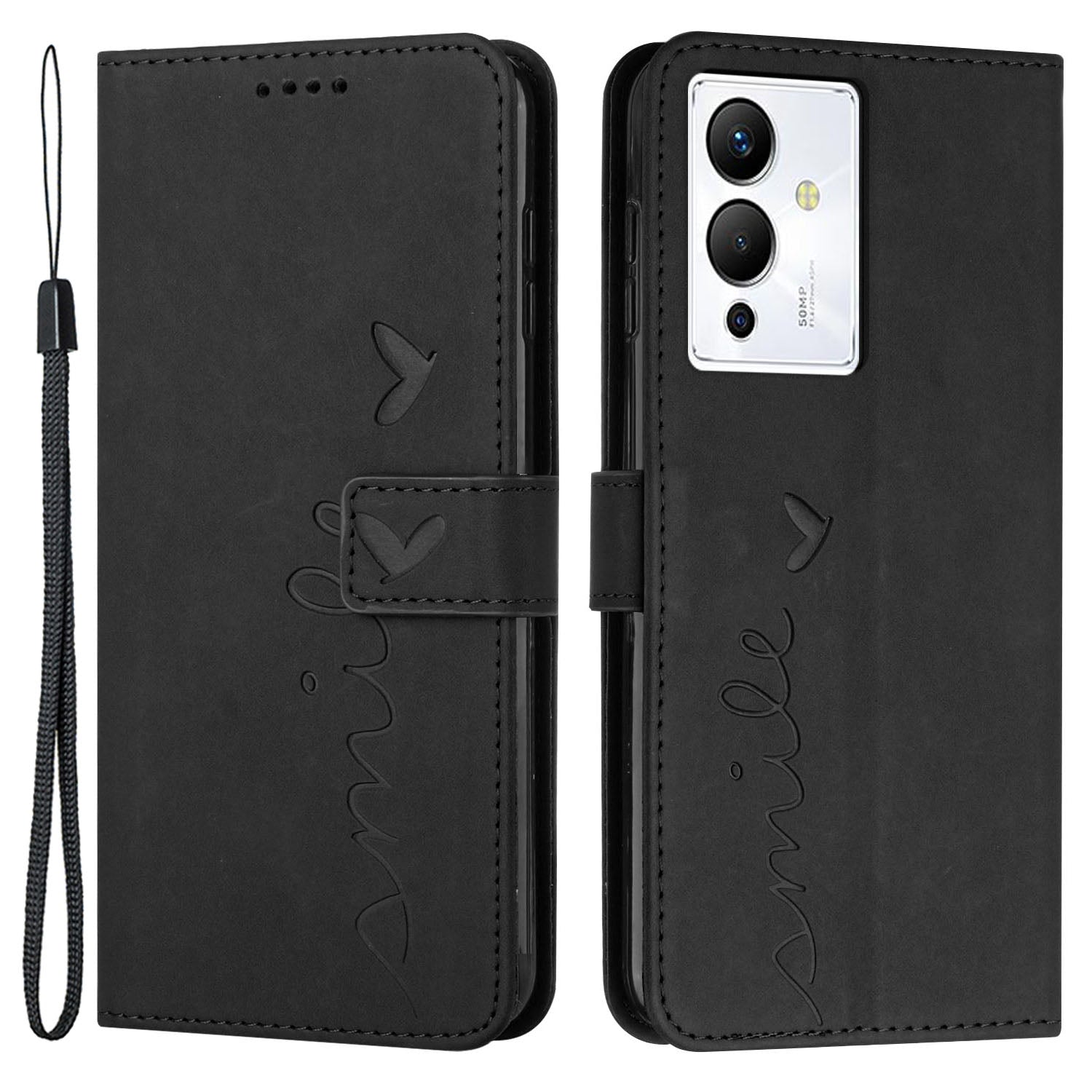 For Infinix Note 12 5G / Note 12 Pro 5G Heart Shape Imprinting Phone Wallet Stand Case Skin-touch PU Leather Protective Cover
