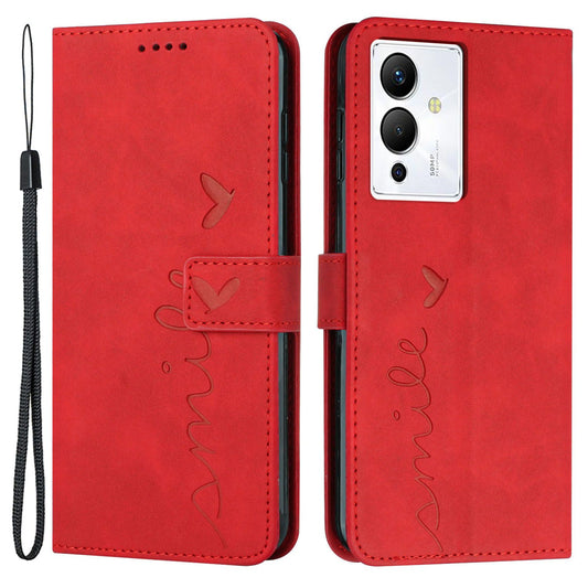For Infinix Note 12 5G / Note 12 Pro 5G Heart Shape Imprinting Phone Wallet Stand Case Skin-touch PU Leather Protective Cover