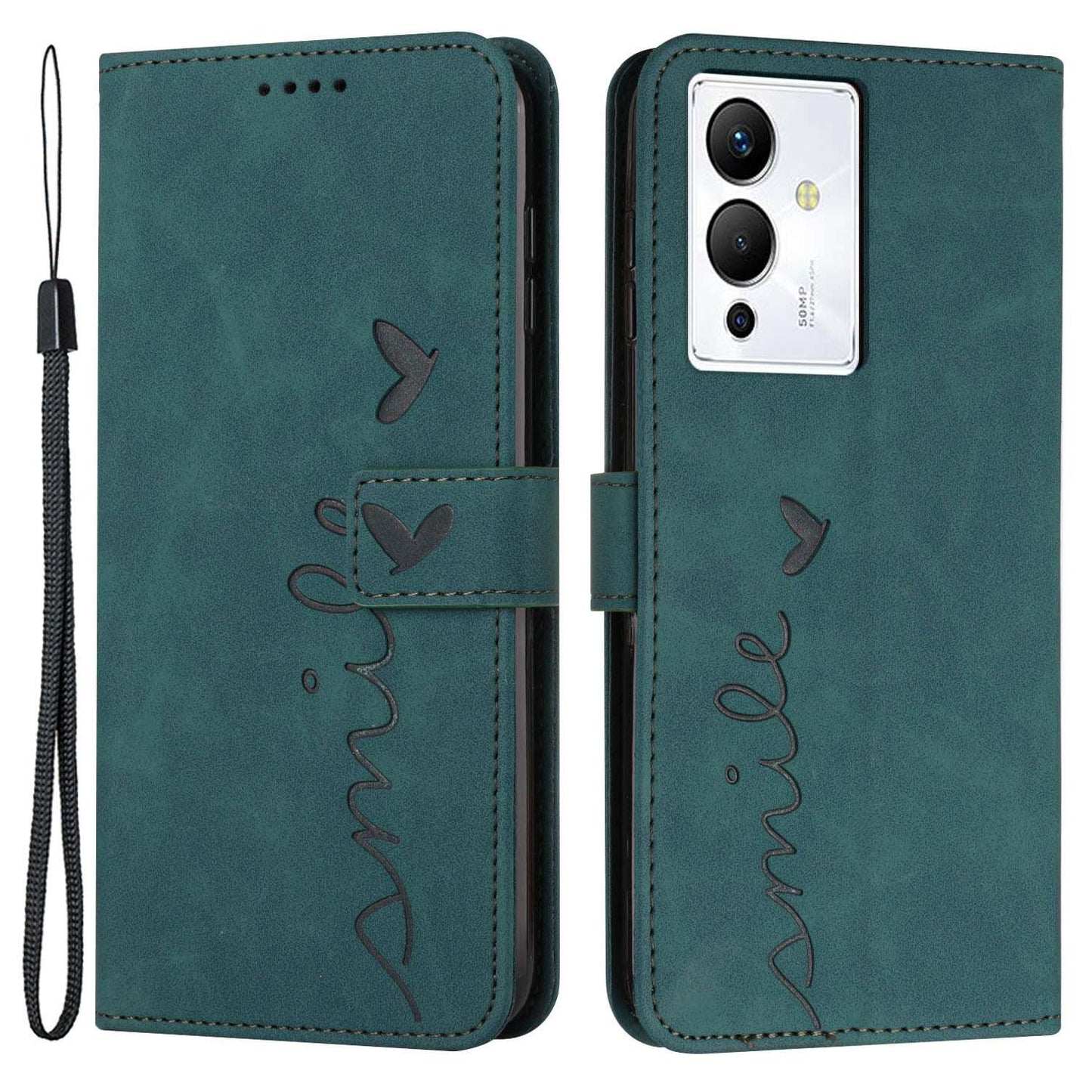 For Infinix Note 12 5G / Note 12 Pro 5G Heart Shape Imprinting Phone Wallet Stand Case Skin-touch PU Leather Protective Cover